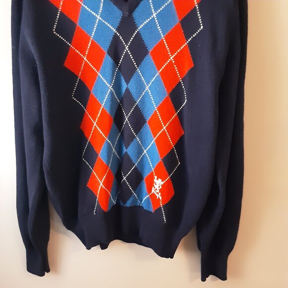 Pringle Made in Scotland Men's Argyle Sweater Blue Red White Size XXL - Picture 3 of 13